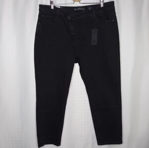 City Chic‎ Denim Asymmetric Harley High Rise Ankle Grazer Black Stretch Jeans 22